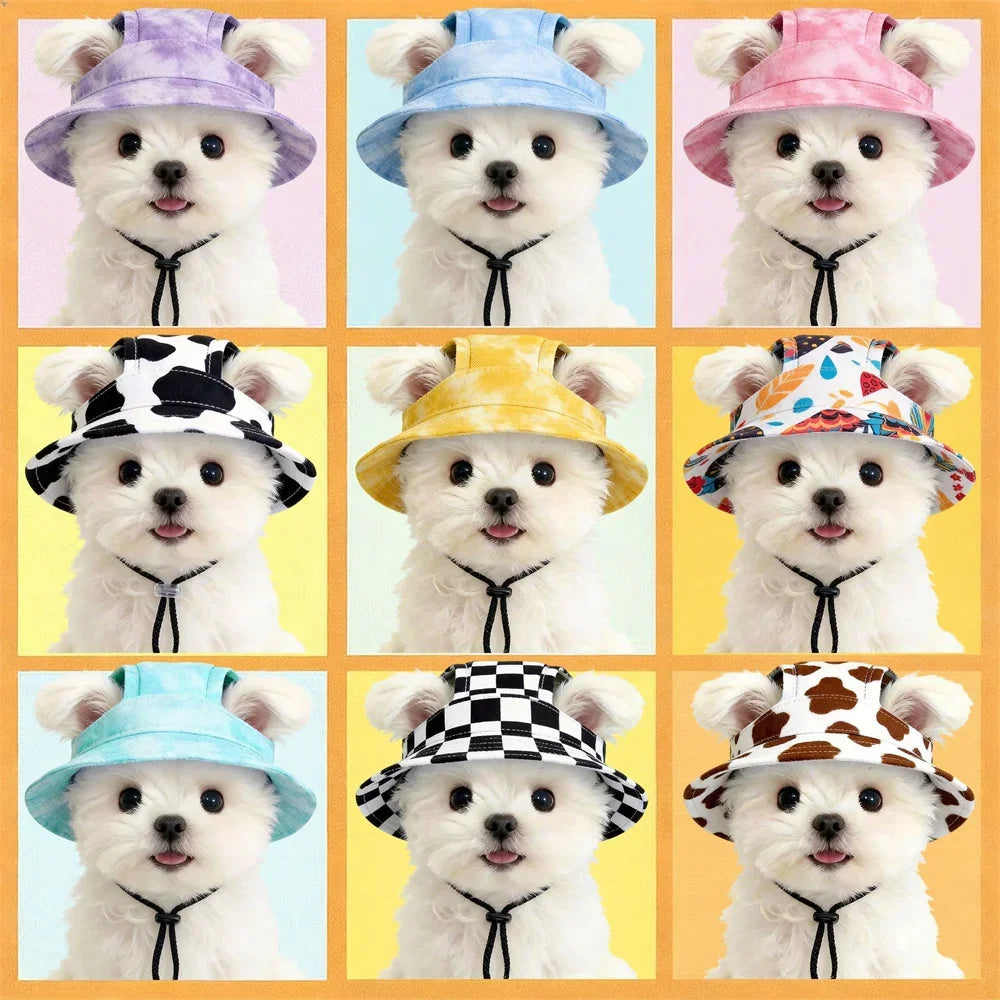1Pcs S/M/L Cute Print Dog Hat for Small Medium Dogs Adjustable Pet Cap Puppy Pug Corgi Dachshund Hats Summer Out Pet Accessories