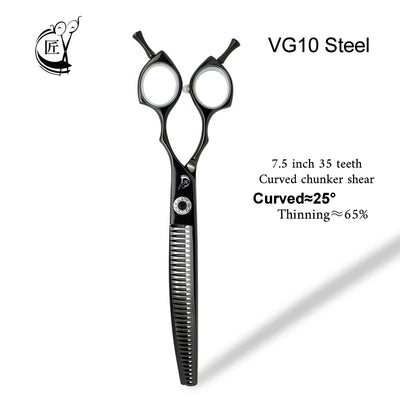 Crane High-end 7.5 Inch Dog Grooming Curved Chunker Scissors Professional Bend Thinning For Grommer Pet Hair Tijeras Tesoura