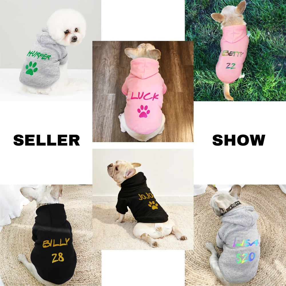 Custom Pet Dog Clothes, Puppy Hoodies, Warm Coat for Large Dogs, Jacket, Sweater, French Bulldog Clothing, Autumn, Winter PawPrint Treasures