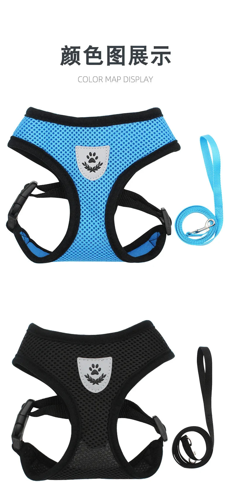 Small Dog Harness and Leash Set Summer Puppy Breathable Mesh Reflective Cat No Pull  Dog Reflective  Adjustable Pet Vest Style