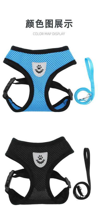 Small Dog Harness and Leash Set Summer Puppy Breathable Mesh Reflective Cat No Pull  Dog Reflective  Adjustable Pet Vest Style