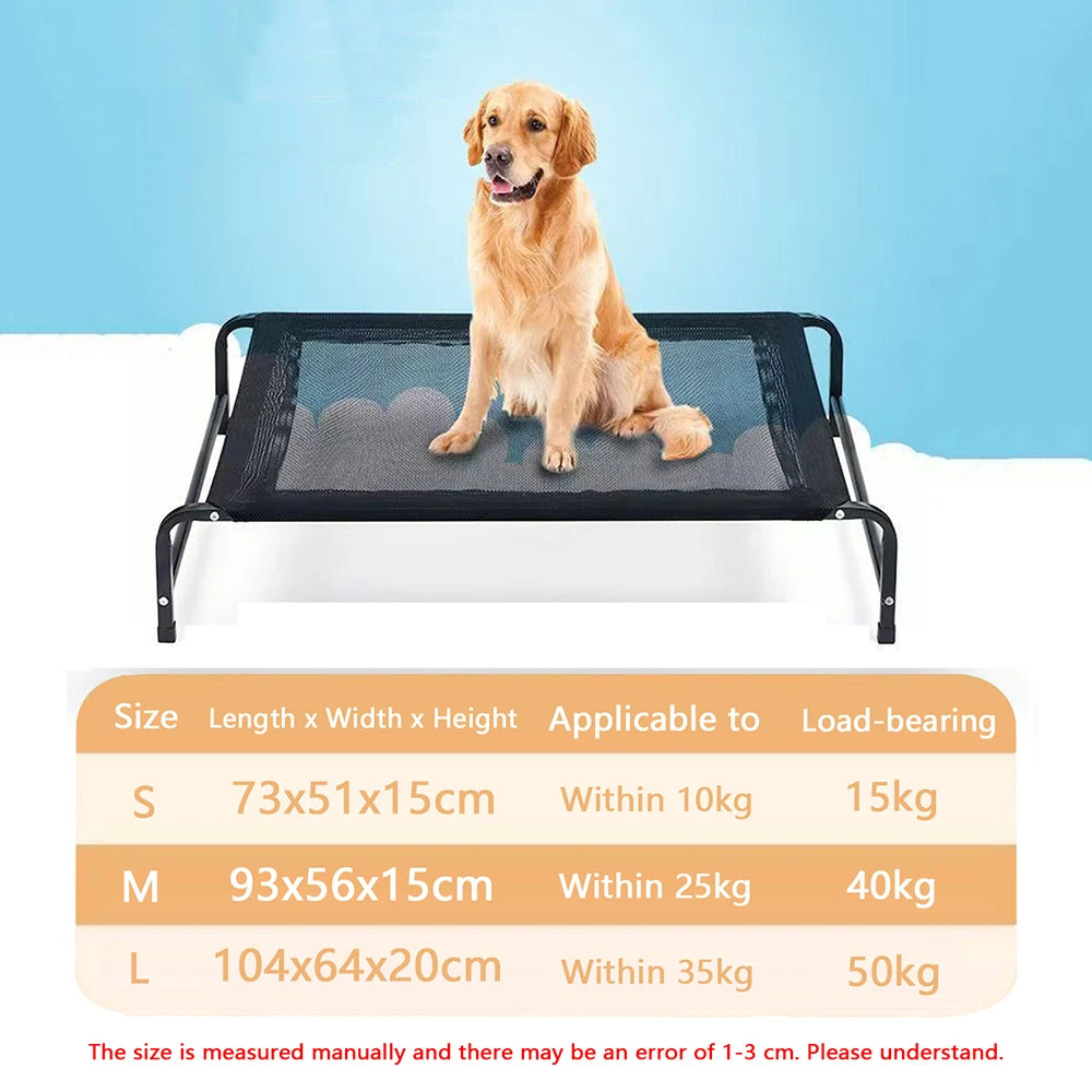 Elevated Medium Dog Bed Cooling Pet Cot with Chew Proof Washable Breathable Mesh and Metal Frame Portable Large Dog Army Cot Bed