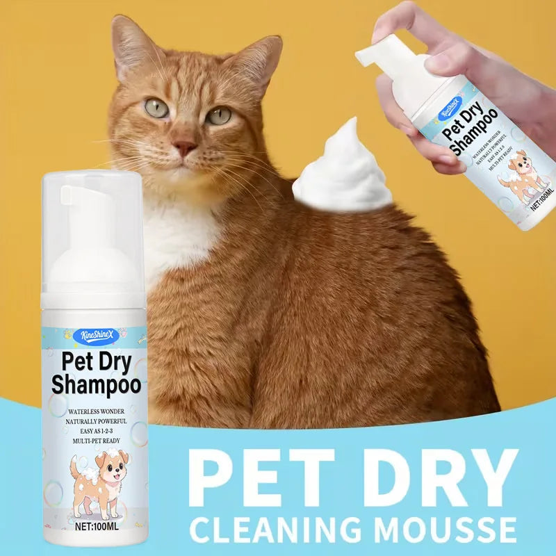 No-Rinse Pet Dry Foam | Quick-Dry Deep Cleaning,Suitable for Cats and Dogs, Essential for Travel,Camping,and Home Pet Care,100ml