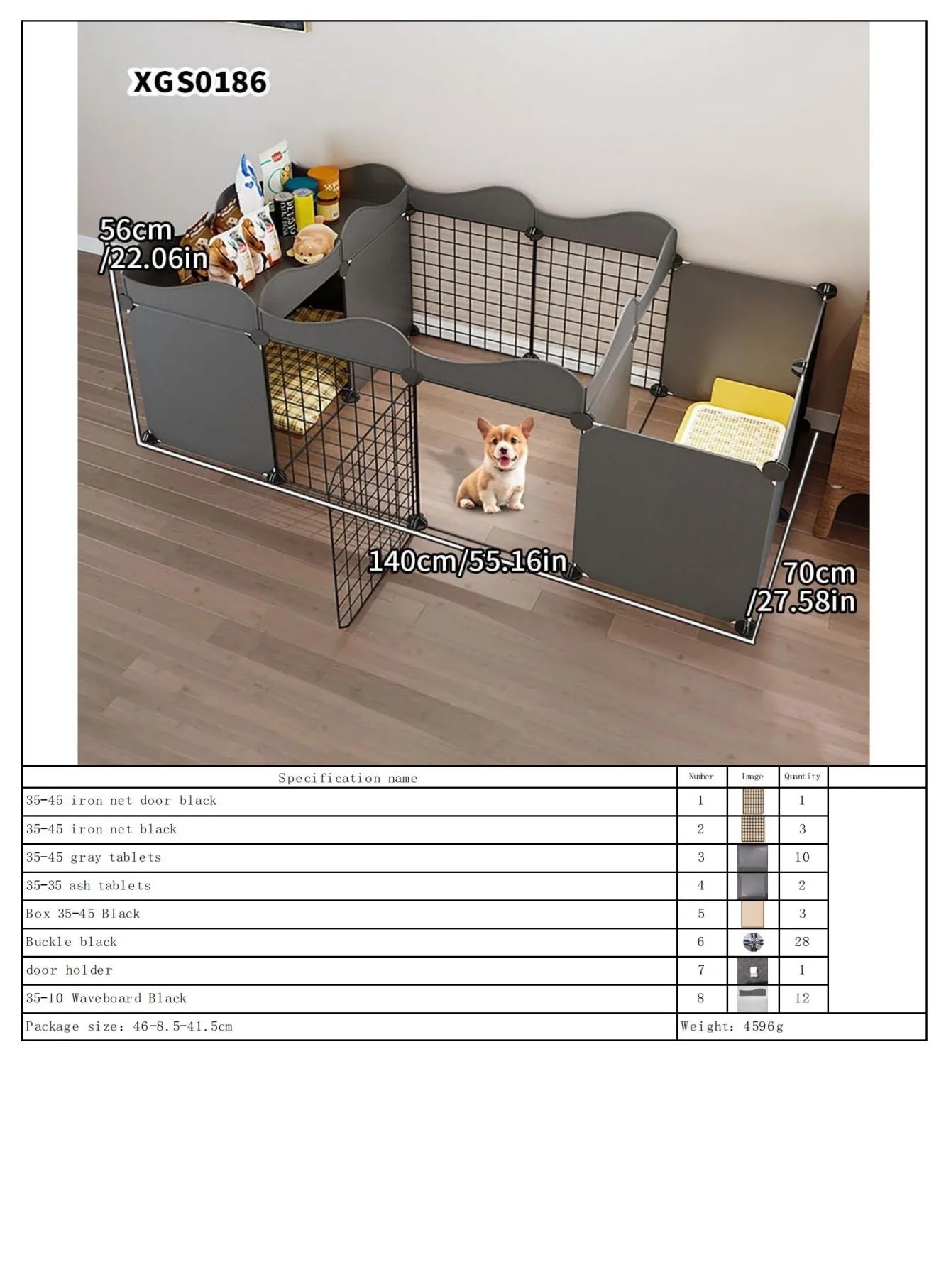 Dog Fence Small Size Dogs Home Indoor One Bedroom One Bathroom Pet Fence Kennel with Toilet Area Anti-Jailbreak Dog Cage
