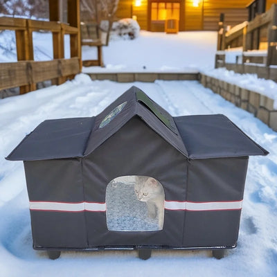 Waterproof Stray Cats House Outdoor Feral Cat Houses with Bracket Pets Tent Cold Resistant Big Pets House Winter Warm for Outsid