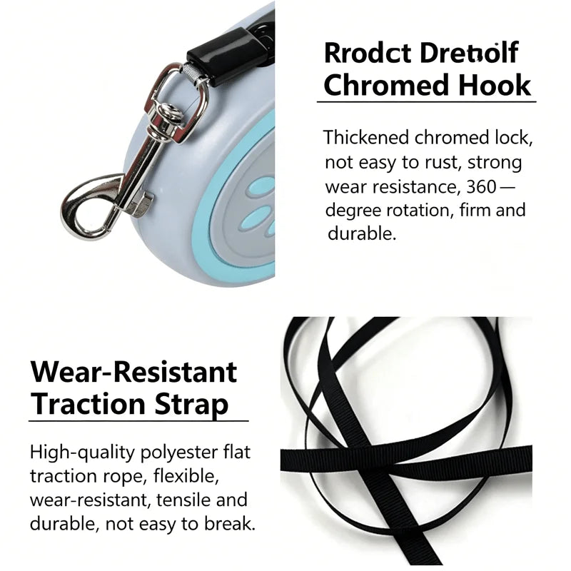 Two-piece Dog Retractable Leash Collar Set 3m Anti-breakaway Reflective Dog Walking Collar for Small Medium Large Dogs At Night