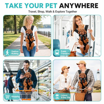 Pet Front Carrier Backpack for Small Dogs, Hands Free Puppy Chest Carrier with Breathable Mesh, Adjustable Straps for Travel