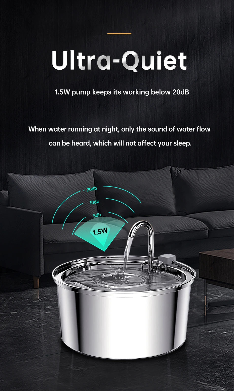 Automatic Cat Water Fountain,Intelligent Pet Water Dispenser With Filter,Drinking Fountain For Cats Dogs,Ultra Quiet Water Pump