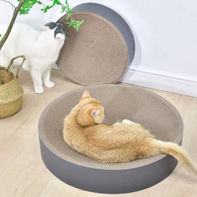 Cardboard Cat Scratch Bed Cat Scratcher for Indoor Cats Oval Round Shape Cat Bed Kitty Scratching Pad