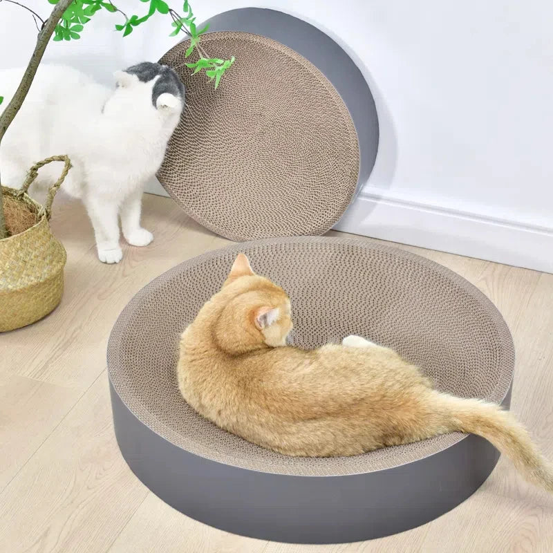 Cardboard Cat Scratch Bed Cat Scratcher for Indoor Cats Oval Round Shape Cat Bed Kitty Scratching Pad