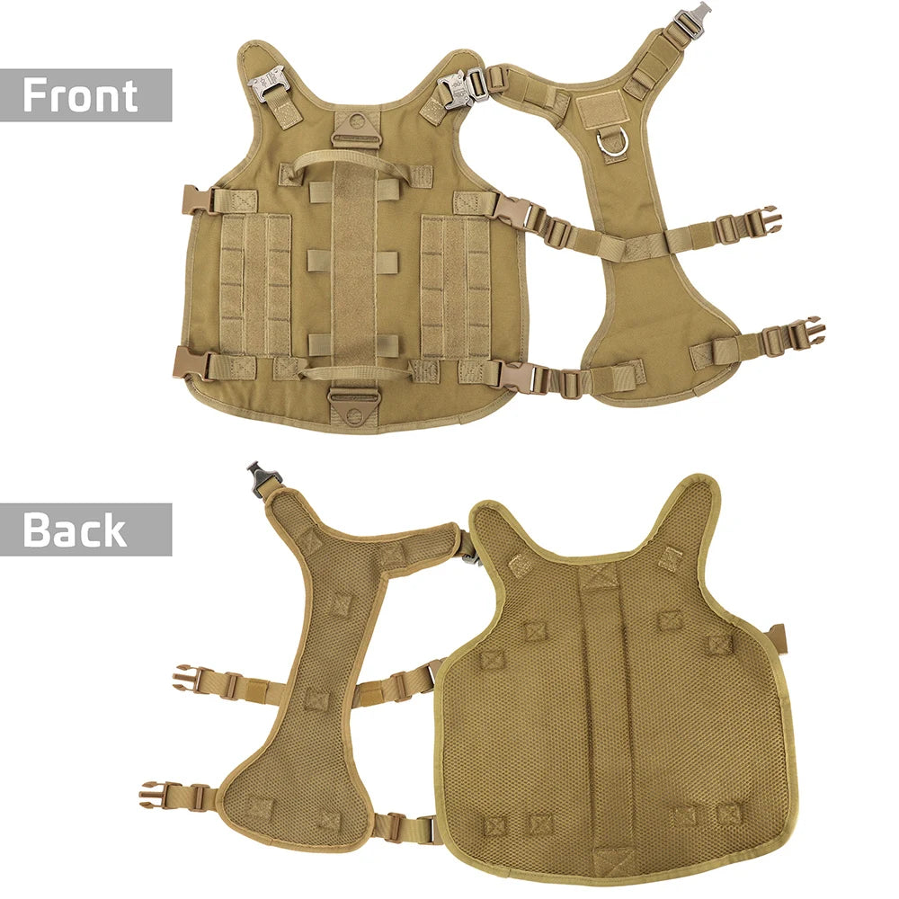 Military Tactical Big Dog Harness Vest Durable Nylon Dog Training Harnesses with Flags Adjustable for Large Dogs German Shepherd