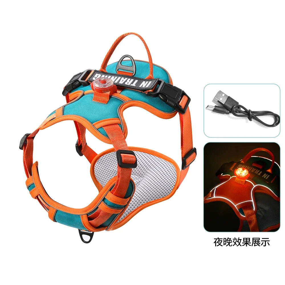 USB charged light Dog Harness Personalized dog strap vest Breathable adjustable pet strap suitable for small to medium sized dog