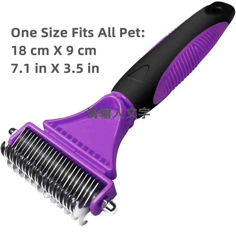 Pets Stainless Steel Grooming Brush – Dual-Sided Shedding & Dematting Undercoat Rake for Easy Knot & Tangle Removal in Dogs&Cats