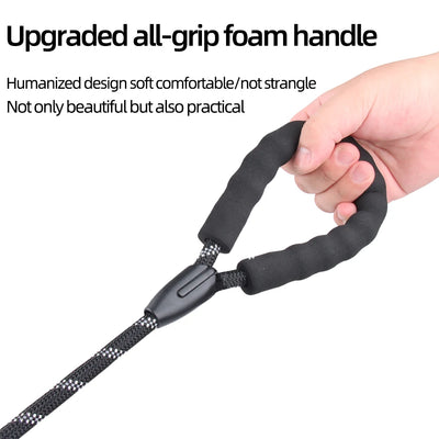1.5m Reflective Dog Leash Nylon Anti-Pull Padded Handle Tear-Resistant Rope Medium Large Dog Leash Training Heavy-Duty Walking