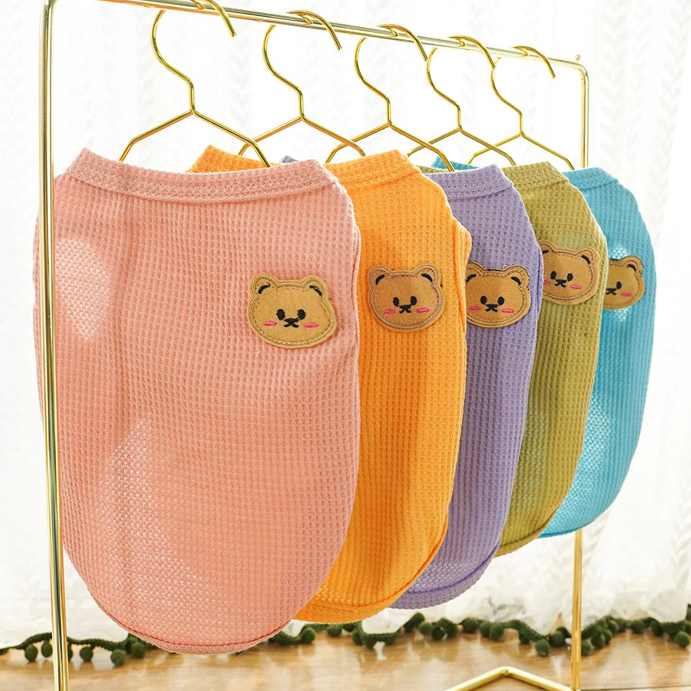 Cat Clothes Waffle Bear Pet Vest Summer Teddy Chihuahua Small Dog Two legged Clothes Cat Puppy Clothes Pet Costume PawPrint Treasures