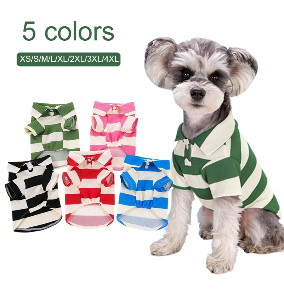 Pet Dog Polo Shirt Dog Clothes Summer Casual Clothing for Small Large Dogs Cats T-Shirt Chihuahua Pug Costumes Yorkshire Shirts PawPrint Treasures