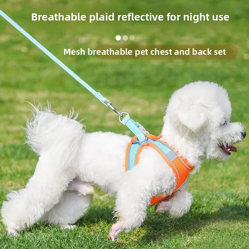 Vest-style Pet Chest Strap, Reflective and Breathable Dog Leash, Small and Medium-sized Cat Leash, Anti-lost