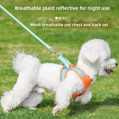 Vest-style Pet Chest Strap, Reflective and Breathable Dog Leash, Small and Medium-sized Cat Leash, Anti-lost
