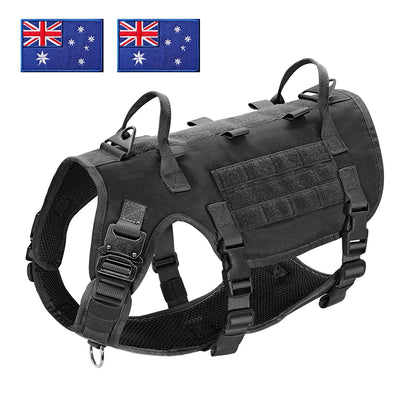 Military Tactical Big Dog Harness Vest Durable Nylon Dog Training Harnesses with Flags Adjustable for Large Dogs German Shepherd