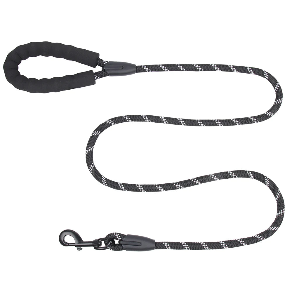 1.5m Reflective Dog Leash Nylon Anti-Pull Padded Handle Tear-Resistant Rope Medium Large Dog Leash Training Heavy-Duty Walking