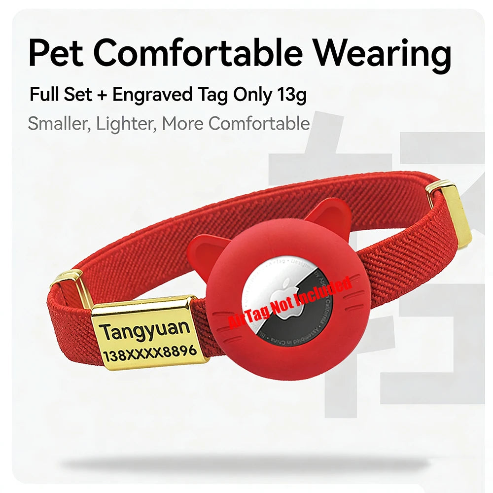 New Breakaway AirTag Tracker Cat Collar Free Custom Name Tag Kitten Collar with GPS Holder Case Anti-lost Adjustable Pet Collars