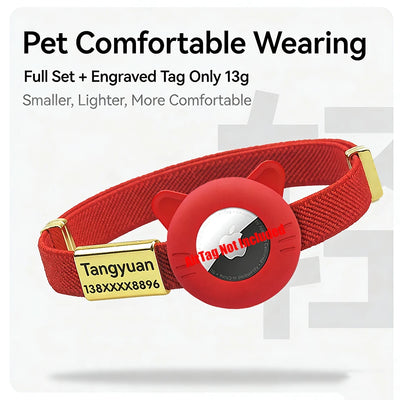 New Breakaway AirTag Tracker Cat Collar Free Custom Name Tag Kitten Collar with GPS Holder Case Anti-lost Adjustable Pet Collars