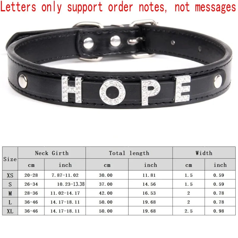 Personalized Dog Collar Fashion Bling Rhinestone Pet Free Diy Name Dog Necklace Custome Leather Dog Collars Pet Dog Accessories