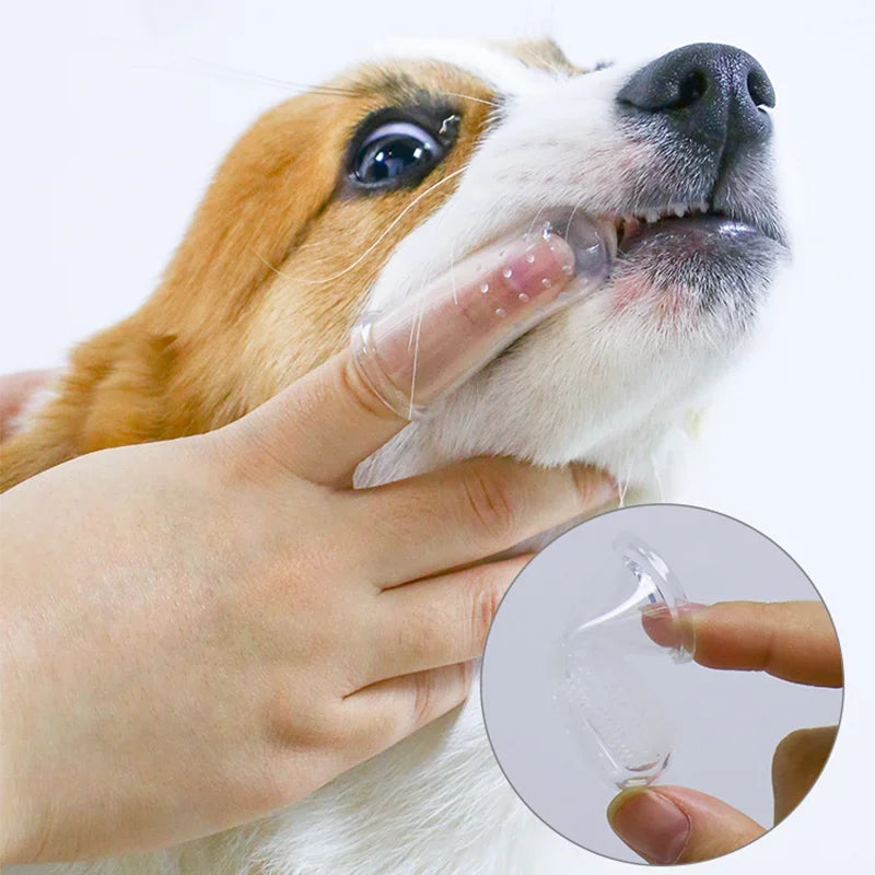 Teddy Dog Brush Bad Breath Tartar Teeth Care Tool Dog Cat Cleaning Silicagel Pet Supplies Super Soft Pet Finger Toothbrush