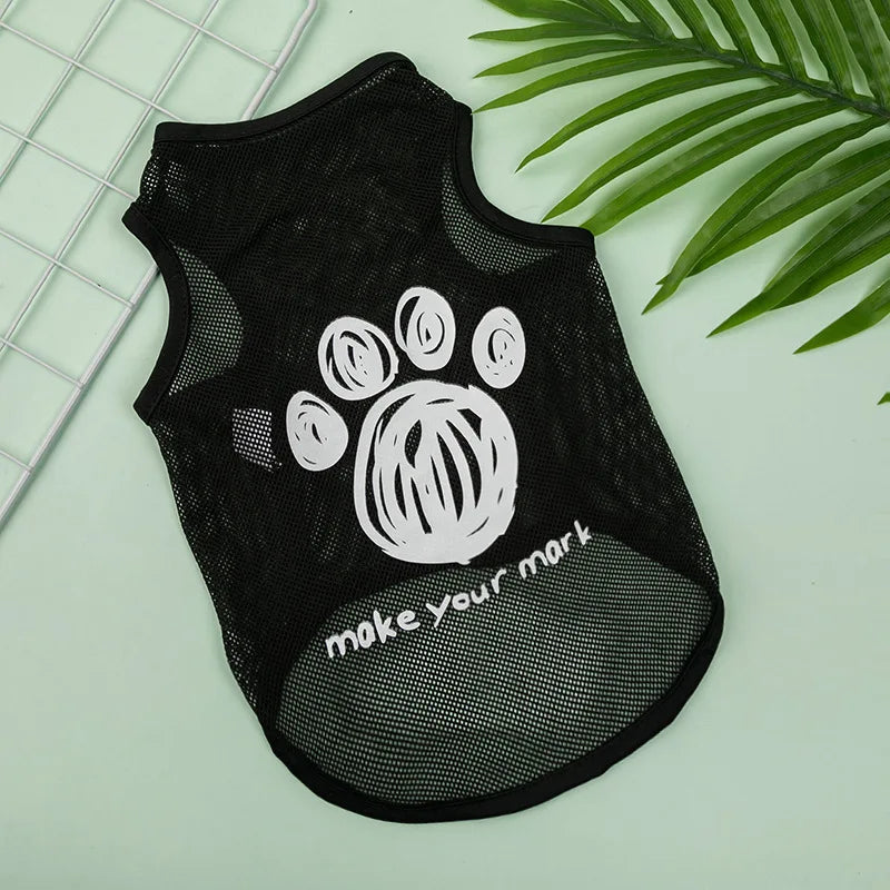 Pet Dog Clothes Summer Jersey Pet Cat Vest Mesh Breathable Dog T-shirt for Small Large Dog Pet Costume PawPrint Treasures