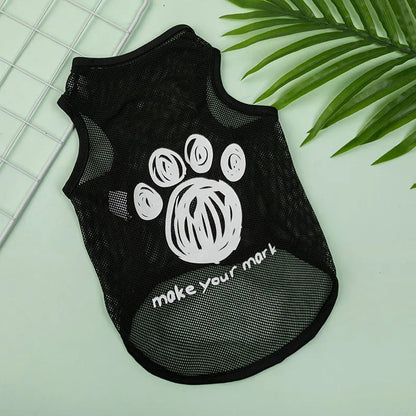 Pet Dog Clothes Summer Jersey Pet Cat Vest Mesh Breathable Dog T-shirt for Small Large Dog Pet Costume PawPrint Treasures