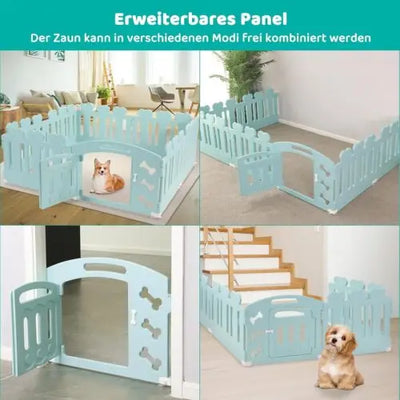 Dog Pen, H60cm, 3/5/7+1 Panels, with Lockable Door, Recycled Plastic,Puppy Enclosure,For Rabbit Runs, Indoors, Outdoors, Playpen