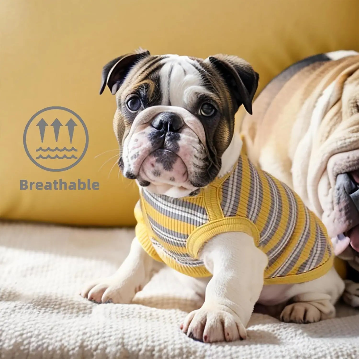 Dog Shirts Cotton Striped Puppy Sleeveless T-Shirts Spring Autumn Clothes for Small Dogs, Soft Breathable Stretchable Doggy Tee
