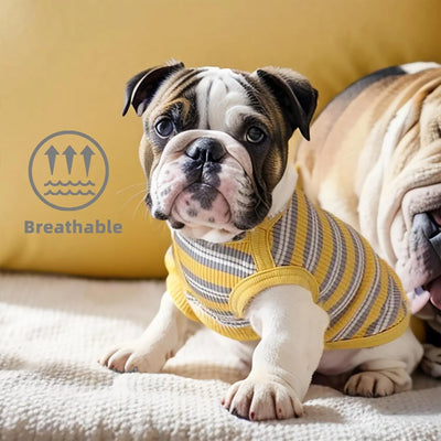 Dog Shirts Cotton Striped Puppy Sleeveless T-Shirts Spring Autumn Clothes for Small Dogs, Soft Breathable Stretchable Doggy Tee