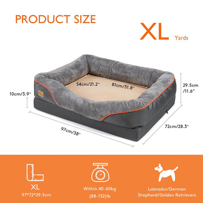 Large Dog Bed Soft Comfortable Warm Fleece Anti-Allergy Pet Bed with Removable Washable Cover Waterproof PawPrint Treasures