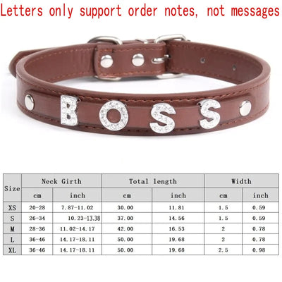 Personalized Dog Collar Fashion Bling Rhinestone Pet Free Diy Name Dog Necklace Custome Leather Dog Collars Pet Dog Accessories