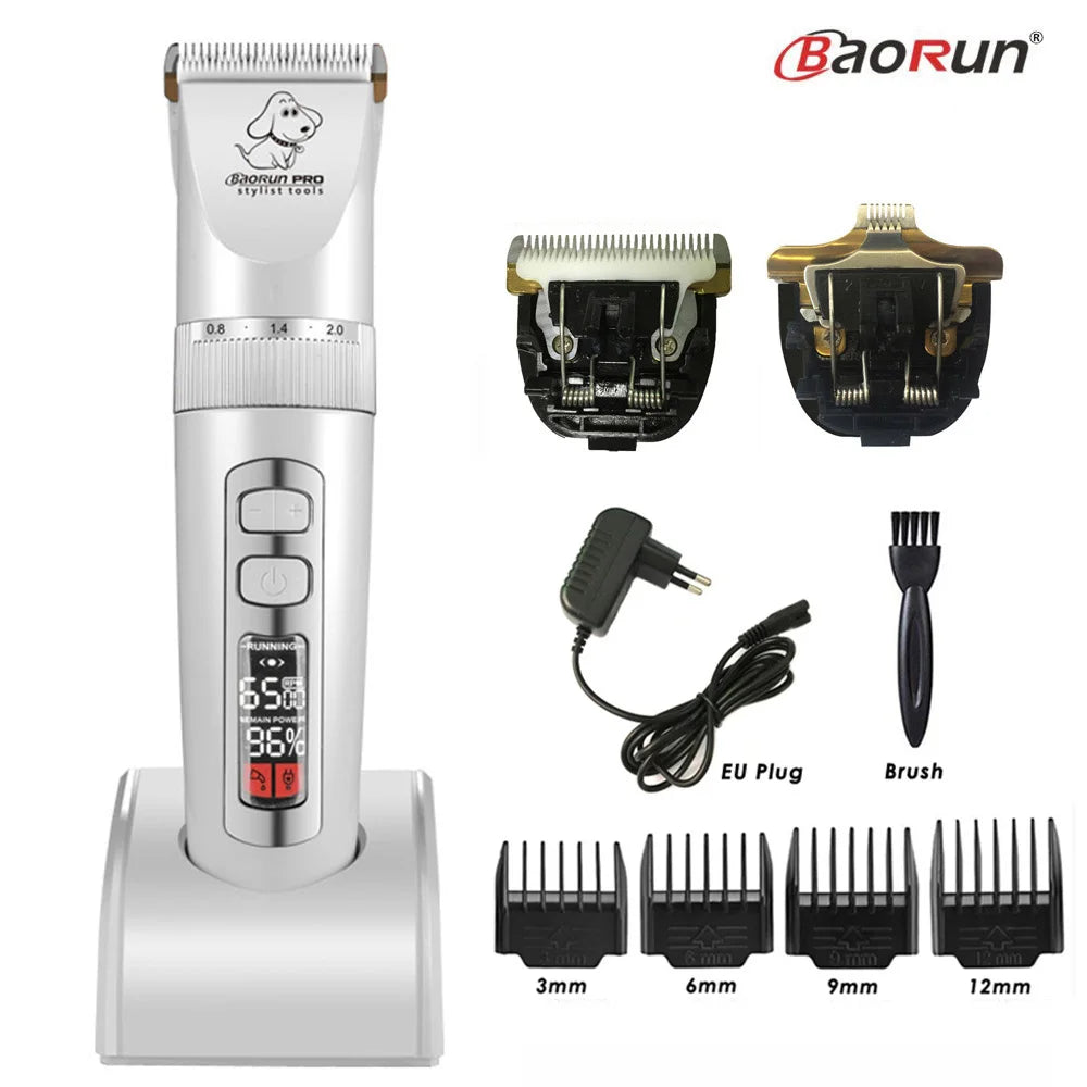 BaoRun P9 Dog HairClipper Professional LCD Screen Pet Cat Clippers Electric Grooming Trimmer Rechargeable Haircut Machine Animal