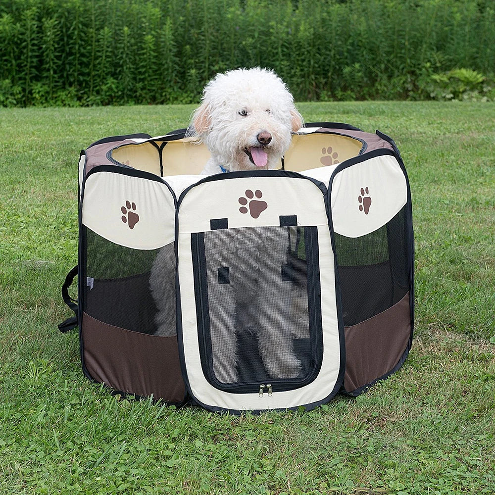 Portable Foldable Kennel Octagonal Fence Pet Tent Puppy Shelter Easy To Use Outdoor Easy Operation Large Dog Cages Cat Fences PawPrint Treasures