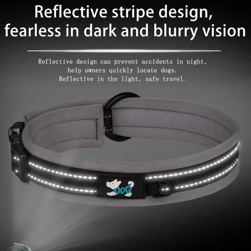 Adjustable Mesh Padded Pet Dog Collar Custom ID Engraving Reflective Nylon Dog Collar Durable Heavy Duty for All Breed All Pug