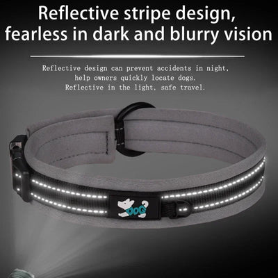 Adjustable Mesh Padded Pet Dog Collar Custom ID Engraving Reflective Nylon Dog Collar Durable Heavy Duty for All Breed All Pug
