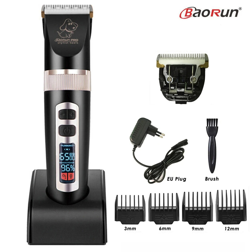 BaoRun P9 Dog HairClipper Professional LCD Screen Pet Cat Clippers Electric Grooming Trimmer Rechargeable Haircut Machine Animal
