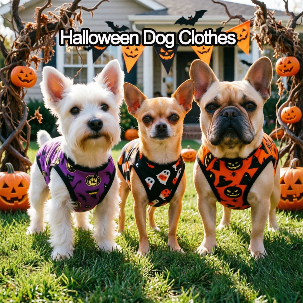 Dog Clothes for Small Medium Dogs Cats Halloween Pumpkin Paw Print Puppy Vests Chihuahua Yorkies Costumes Pet Party Clothing PawPrint Treasures