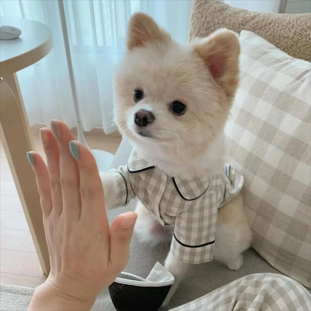 Pet Decoration Comfortable Ins Plaid Shirts Pet Clothing Elegant Fashion Dogs Pajamas Costume Cute Cat Dog Clothes Pet Parties PawPrint Treasures