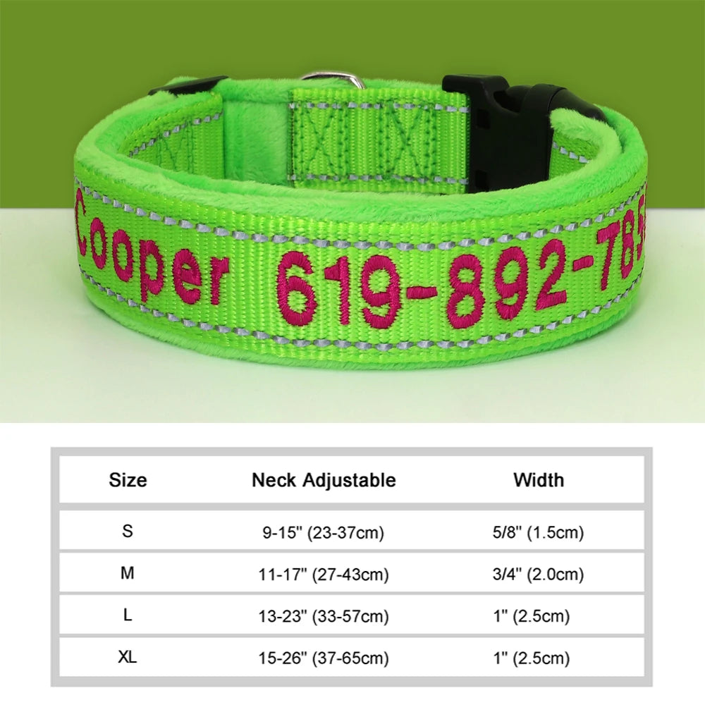 Personalized Embroidered Dog Collar Reflective Nylon Custom ID Name Accessories Pet Padded Collars For Small Medium Large Dogs