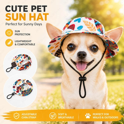 Printed Pet Dog Hat Adjustable Cap for Small Medium Puppy Dogs Pug Corgi Dachshund Outdoor Walking Photo Party Costume Accessory