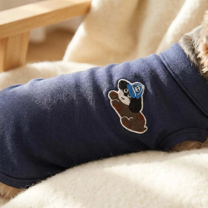 Fashion Embroidered Dog Polo Shirt Breathable Sleeveless Pet Clothing For Small Breeds Outdoor Walking Pet Outfit PawPrint Treasures