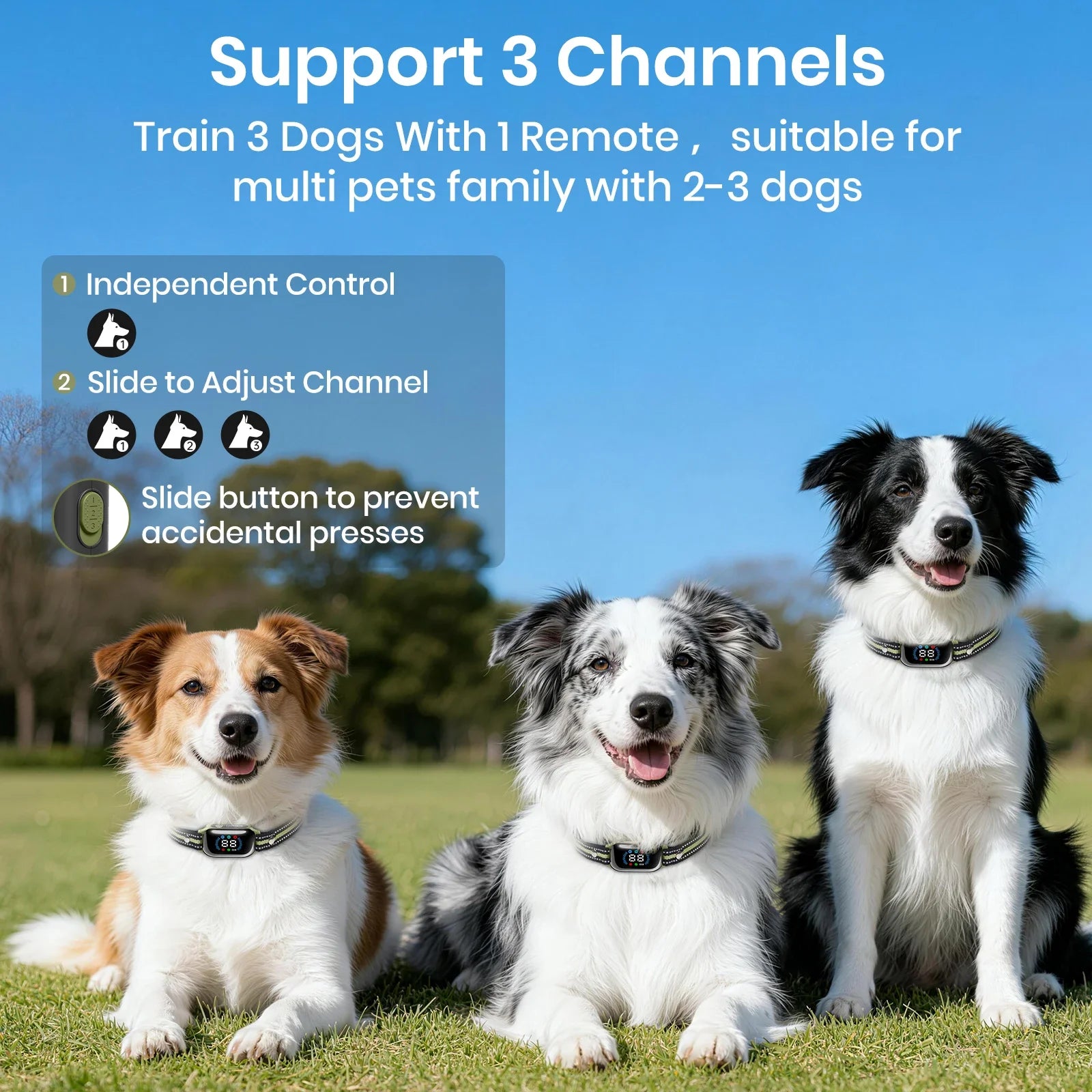 Electric Dog Training Collar 1Km Range With Remote Control Rechargeable Shock/Vibration/Sound Auto Modes Waterproof for Dog Size