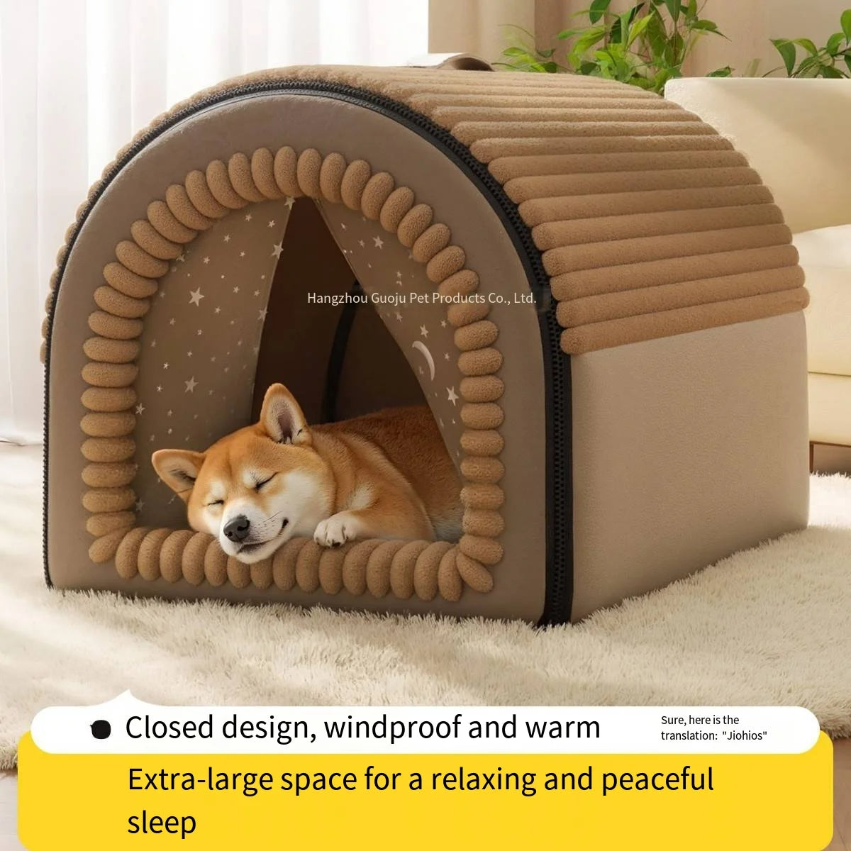 Winter thickened closed pet bed - Portable dog house  Cat shelter - Large medium-sized dog enclosure with washable mattress