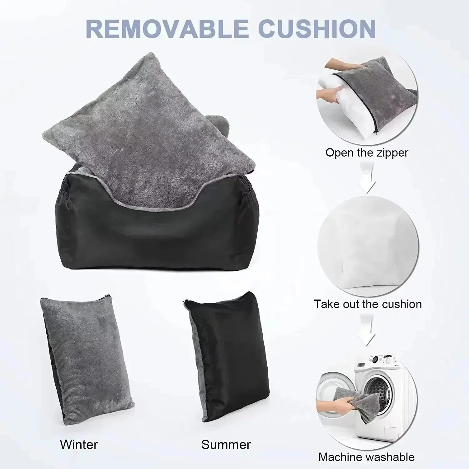 Dog Bed Removable  Machine Washable Pet Car Seat Cover Pet Animal Nest Cushion Dogs Cats Sofa Bedding Travel Mattress for Pets