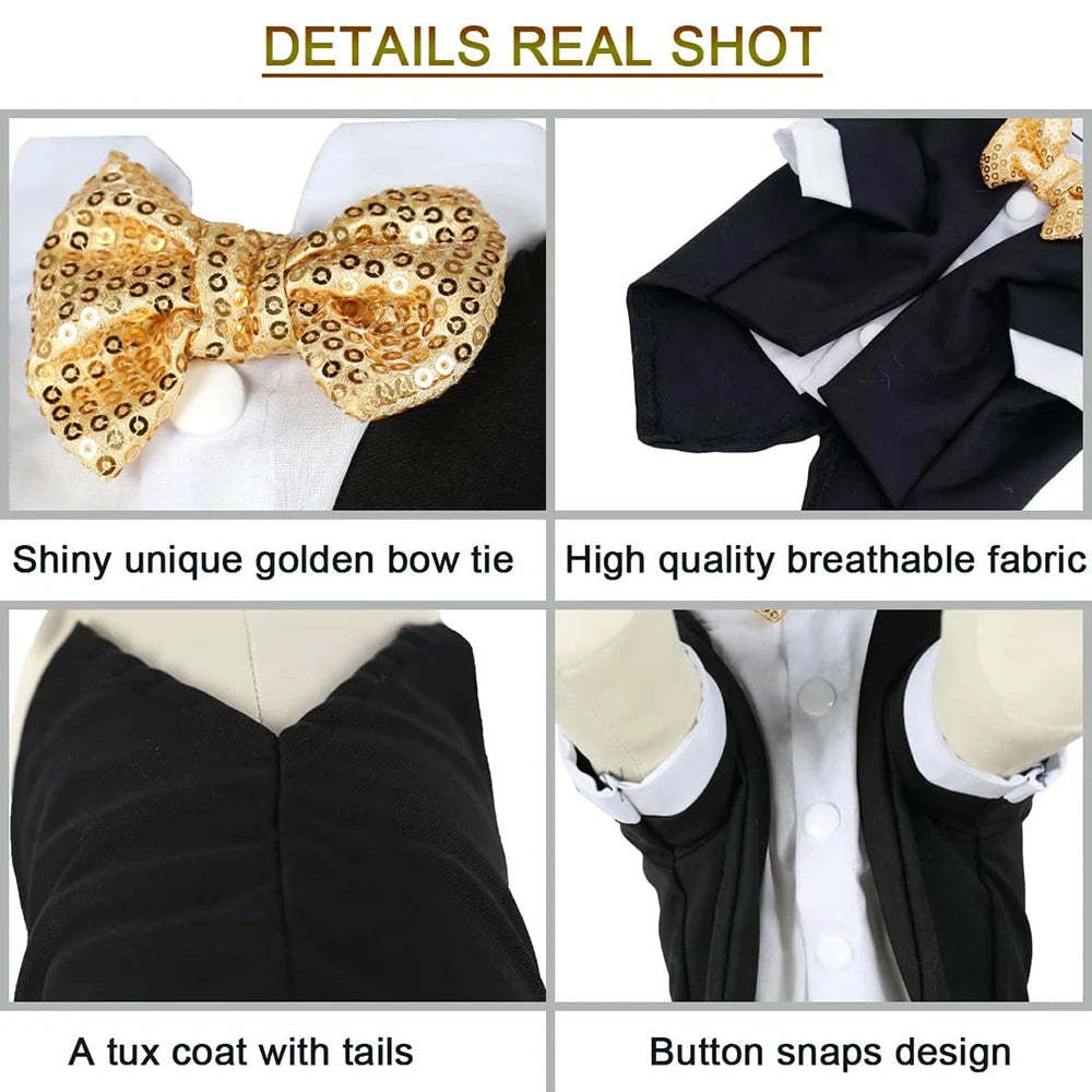 Pet Shirt Small Dog Clothes Wedding Formal Suit With Bow Tie Costume