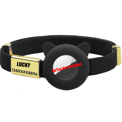 New Breakaway AirTag Tracker Cat Collar Free Custom Name Tag Kitten Collar with GPS Holder Case Anti-lost Adjustable Pet Collars
